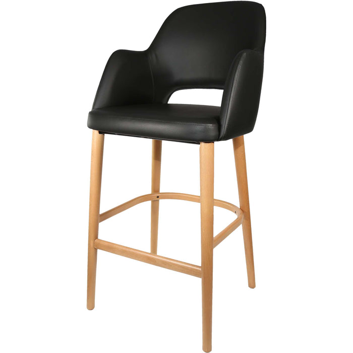 Durafurn Sorbet Stool - Trojan Oak Legs/Black Vinyl