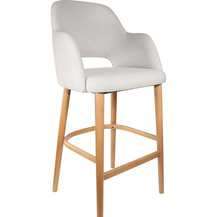 Durafurn Sorbet Stool - Trojan Oak Legs/ Light Grey Woven Fabric