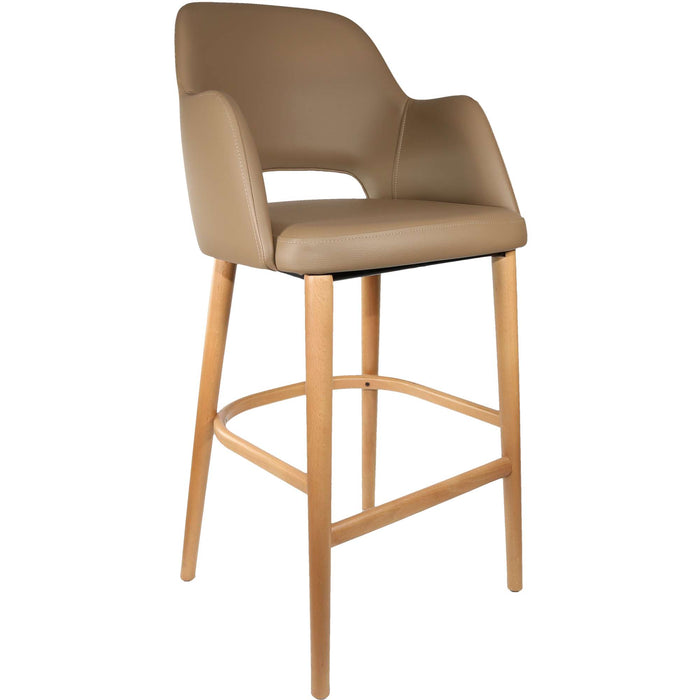 Durafurn Sorbet Stool - Trojan Oak Legs/Taupe Vinyl