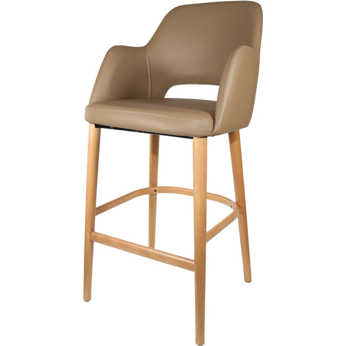 Durafurn Sorbet Stool - Trojan Oak Legs/Taupe Vinyl