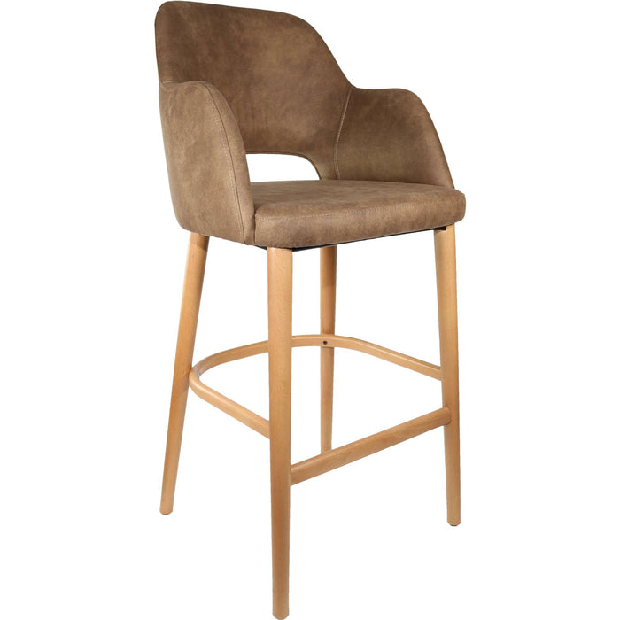 Durafurn Sorbet Stool - Trojan Oak Legs/Mocha Premium Vinyl