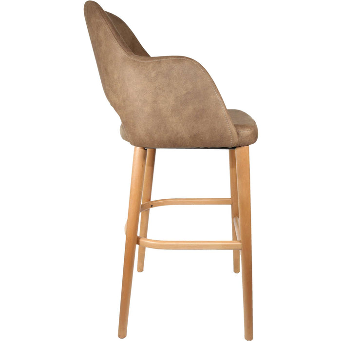 Durafurn Sorbet Stool - Trojan Oak Legs/Mocha Premium Vinyl