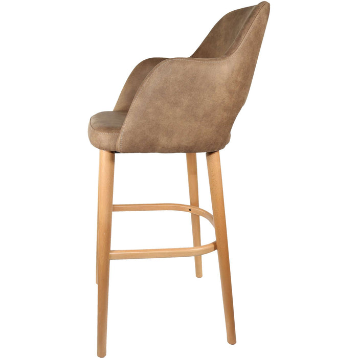 Durafurn Sorbet Stool - Trojan Oak Legs/Mocha Premium Vinyl