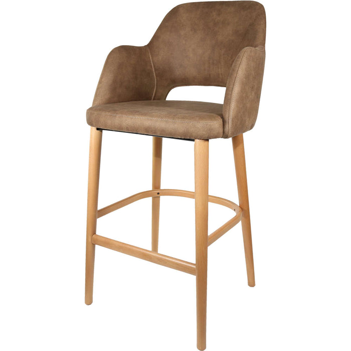 Durafurn Sorbet Stool - Trojan Oak Legs/Mocha Premium Vinyl