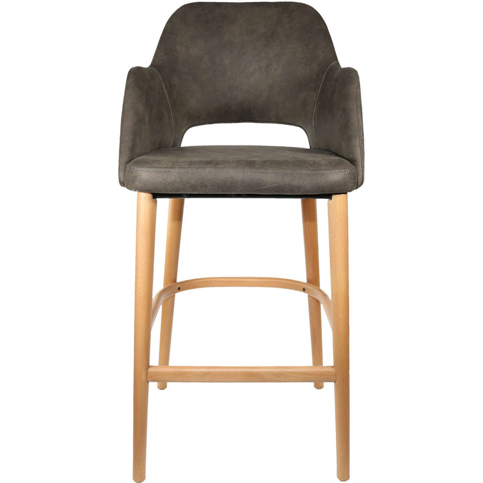 Durafurn Sorbet Stool - Trojan Oak Legs/Charcoal Premium Vinyl