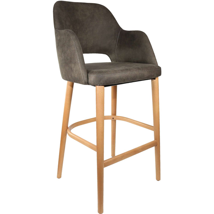 Durafurn Sorbet Stool - Trojan Oak Legs/Charcoal Premium Vinyl