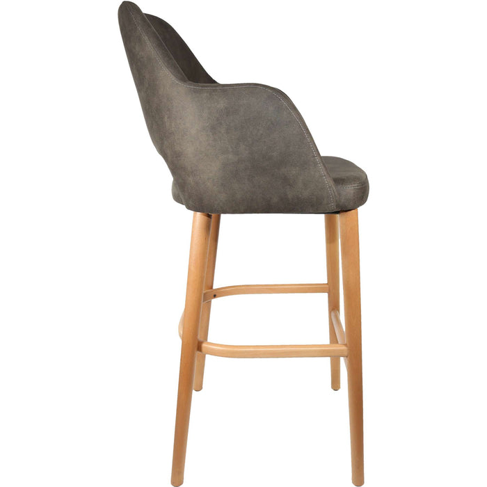 Durafurn Sorbet Stool - Trojan Oak Legs/Charcoal Premium Vinyl