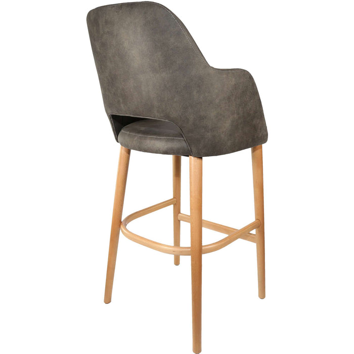 Durafurn Sorbet Stool - Trojan Oak Legs/Charcoal Premium Vinyl