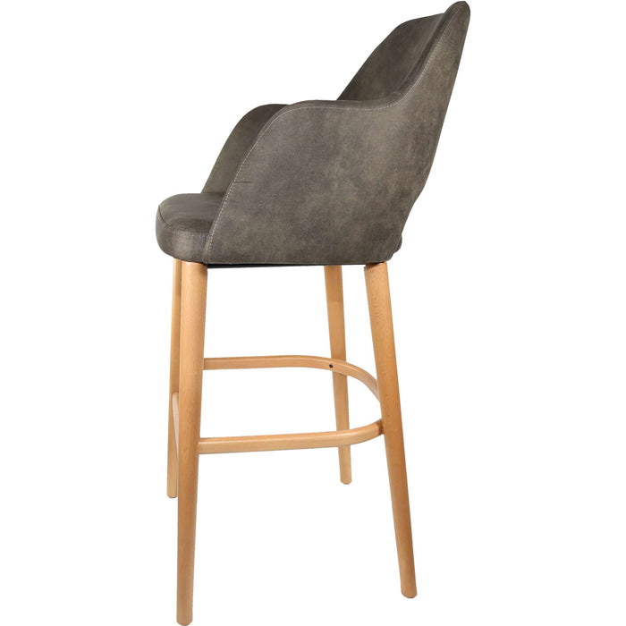 Durafurn Sorbet Stool - Trojan Oak Legs/Charcoal Premium Vinyl