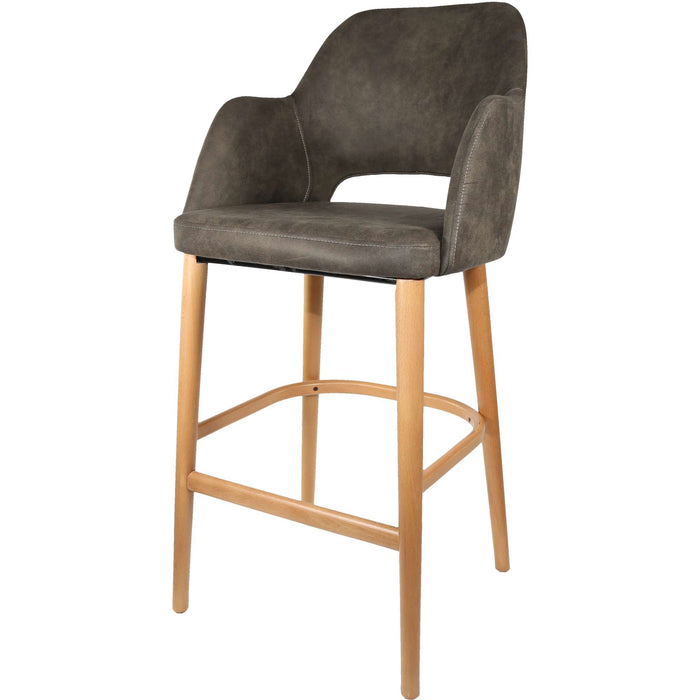 Durafurn Sorbet Stool - Trojan Oak Legs/Charcoal Premium Vinyl