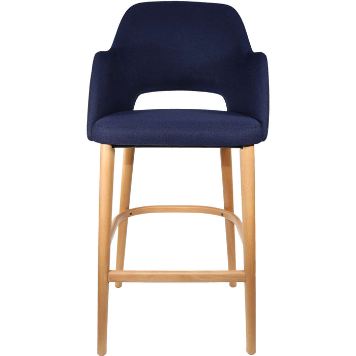 Durafurn Sorbet Stool - Trojan Oak Legs/Navy Woven Fabric