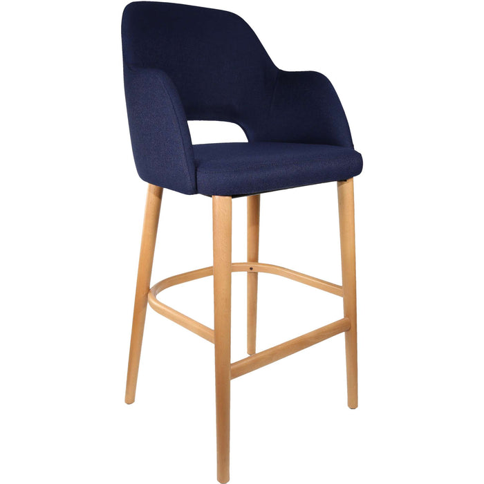 Durafurn Sorbet Stool - Trojan Oak Legs/Navy Woven Fabric