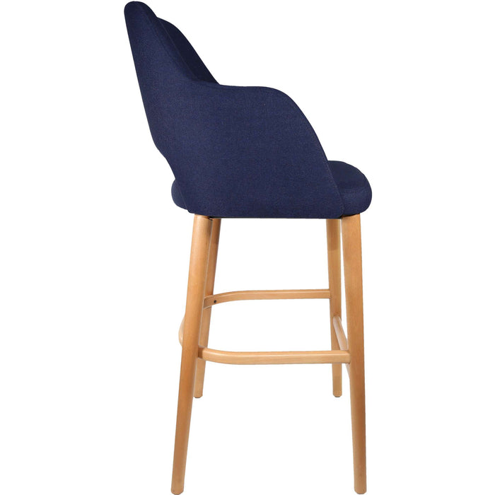 Durafurn Sorbet Stool - Trojan Oak Legs/Navy Woven Fabric