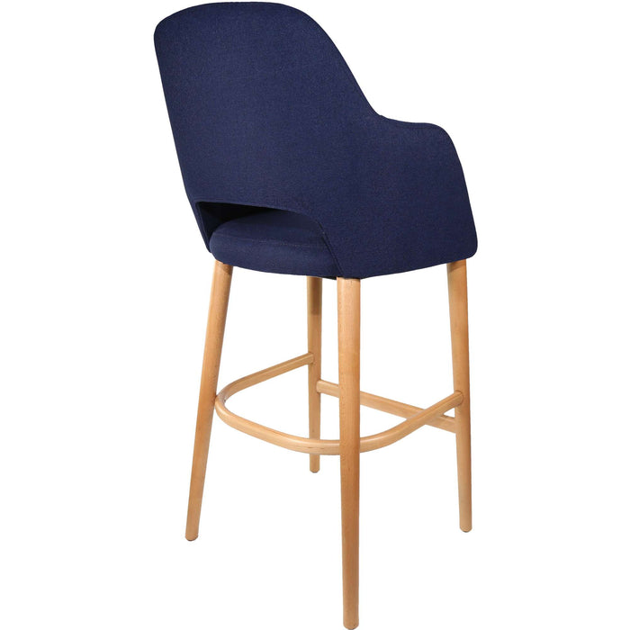 Durafurn Sorbet Stool - Trojan Oak Legs/Navy Woven Fabric