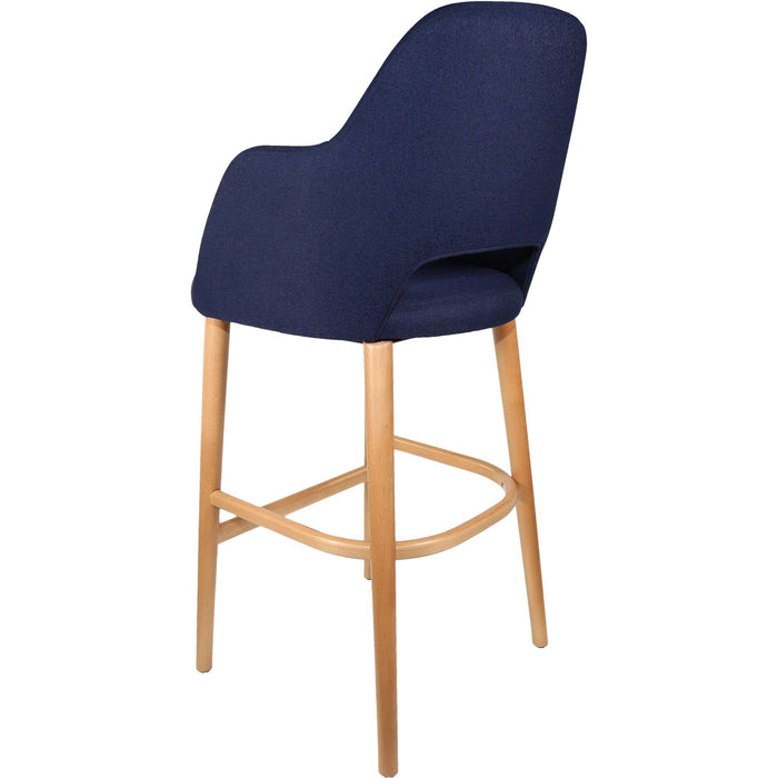 Durafurn Sorbet Stool - Trojan Oak Legs/Navy Woven Fabric