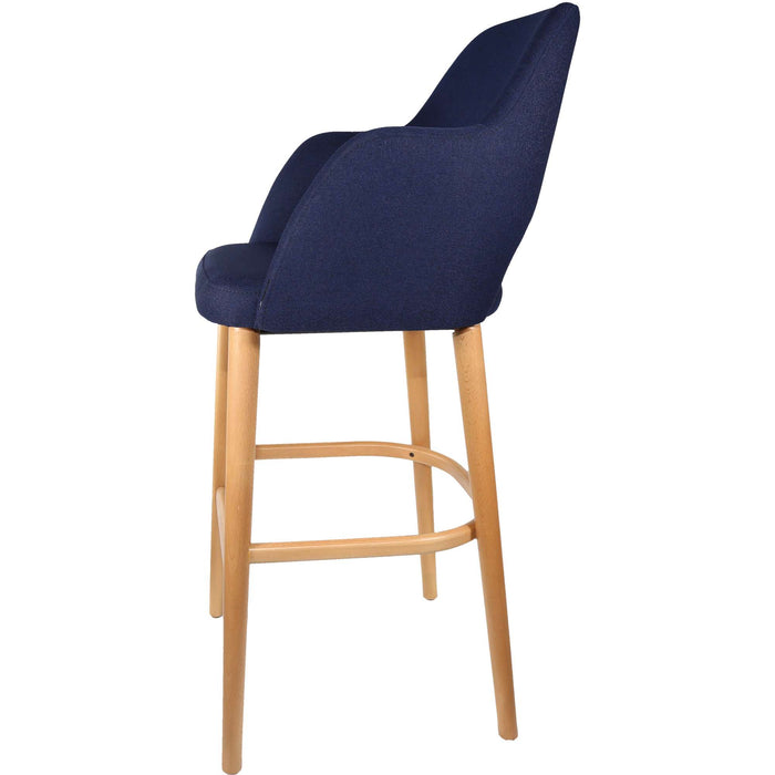 Durafurn Sorbet Stool - Trojan Oak Legs/Navy Woven Fabric