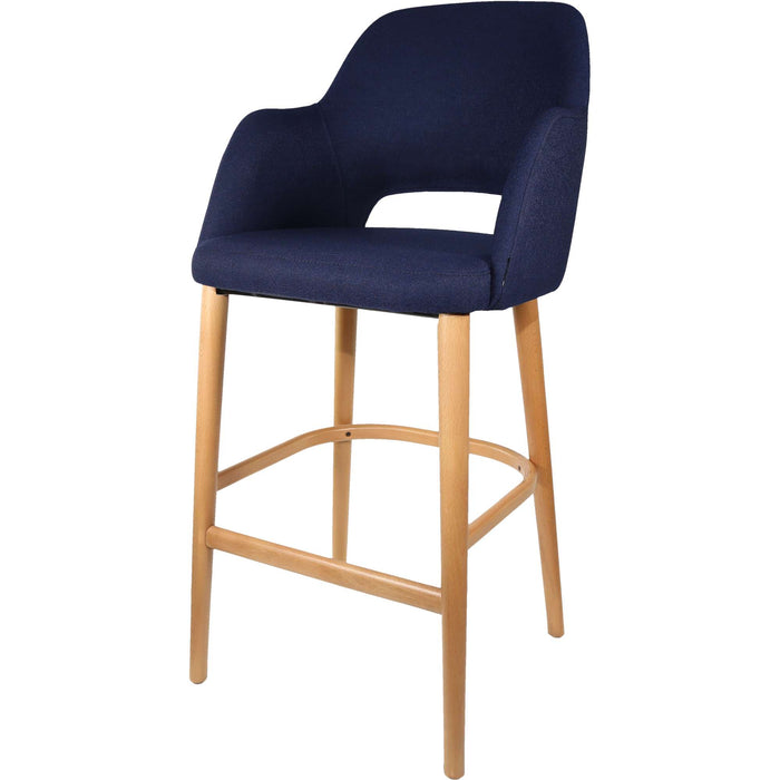 Durafurn Sorbet Stool - Trojan Oak Legs/Navy Woven Fabric