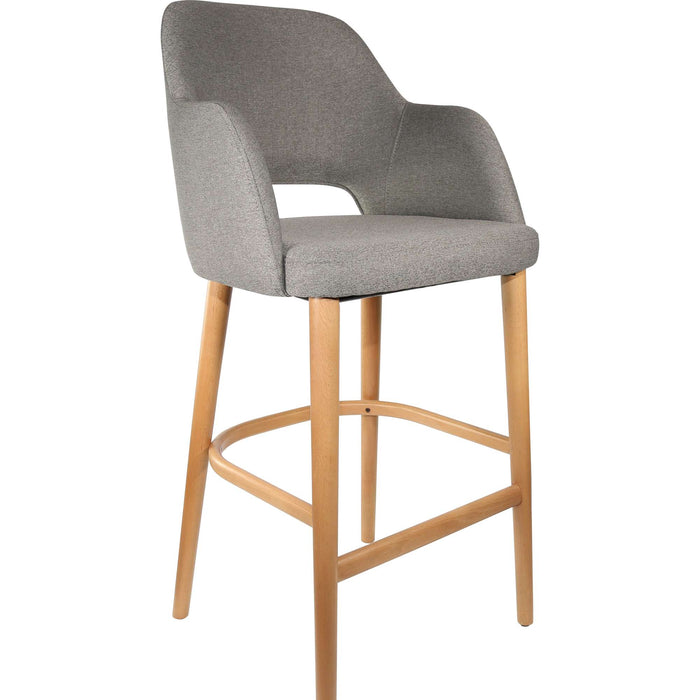 Durafurn Sorbet Stool - Trojan Oak Legs/Taupe Woven Fabric