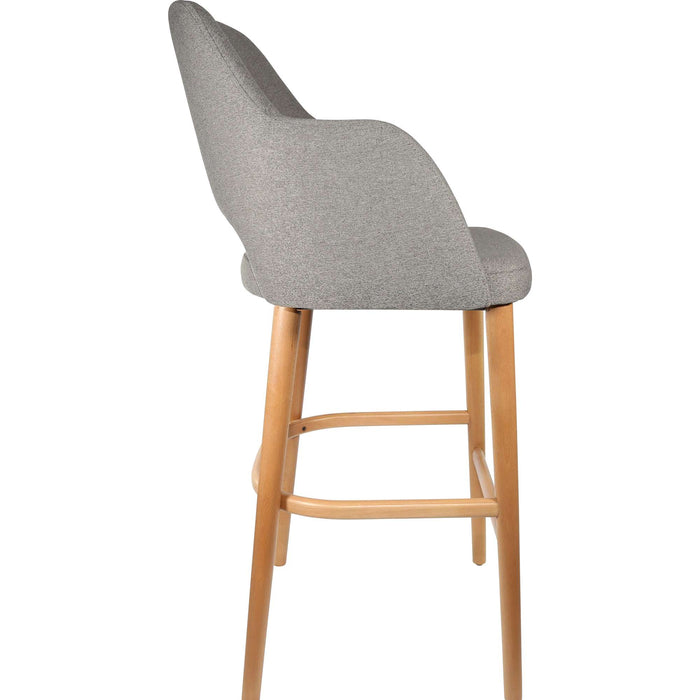 Durafurn Sorbet Stool - Trojan Oak Legs/Taupe Woven Fabric
