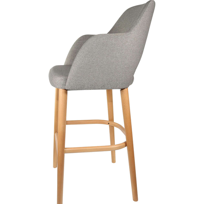 Durafurn Sorbet Stool - Trojan Oak Legs/Taupe Woven Fabric
