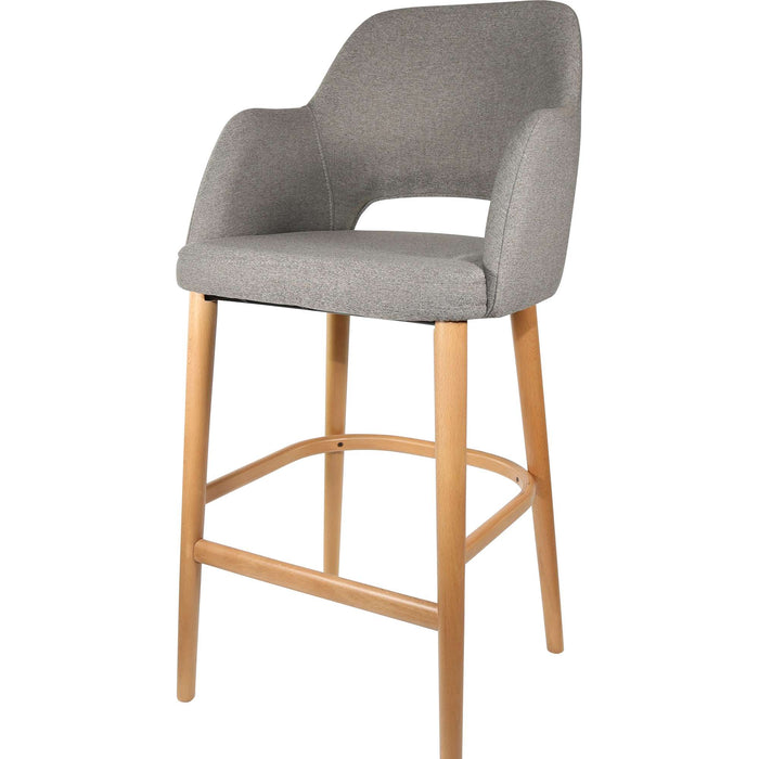 Durafurn Sorbet Stool - Trojan Oak Legs/Taupe Woven Fabric
