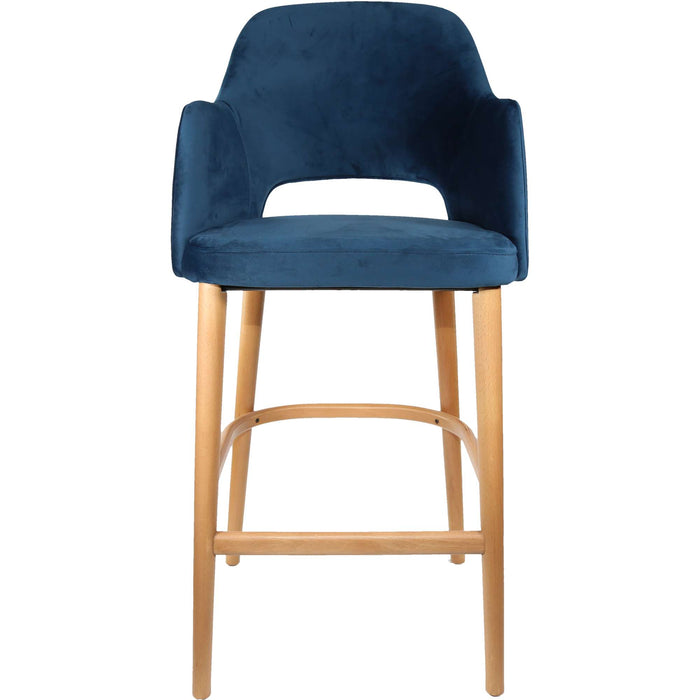 Durafurn Sorbet Stool - Trojan Oak Legs/Denim Velvet
