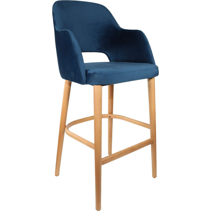 Durafurn Sorbet Stool - Trojan Oak Legs/Denim Velvet