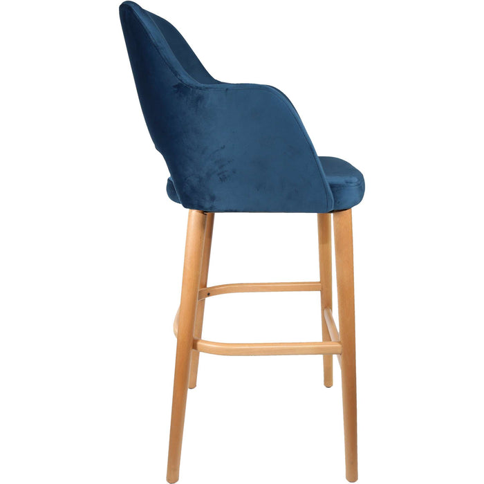Durafurn Sorbet Stool - Trojan Oak Legs/Denim Velvet
