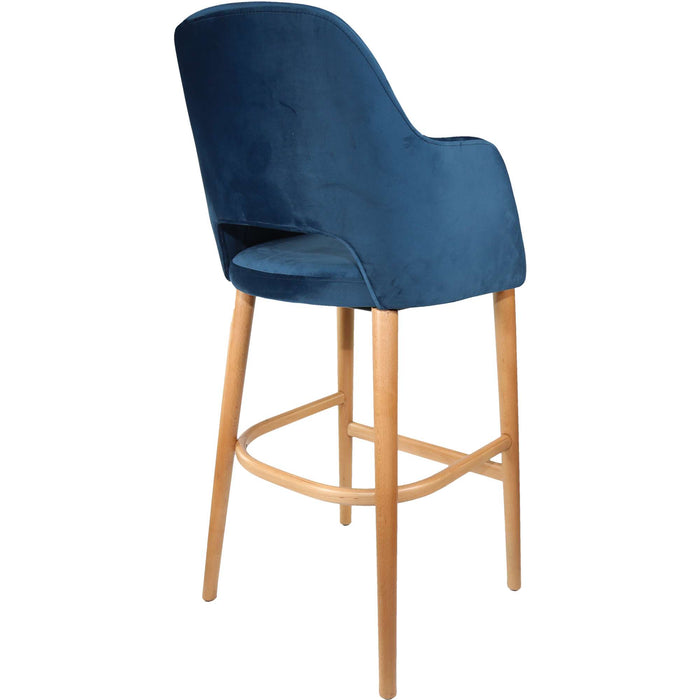 Durafurn Sorbet Stool - Trojan Oak Legs/Denim Velvet