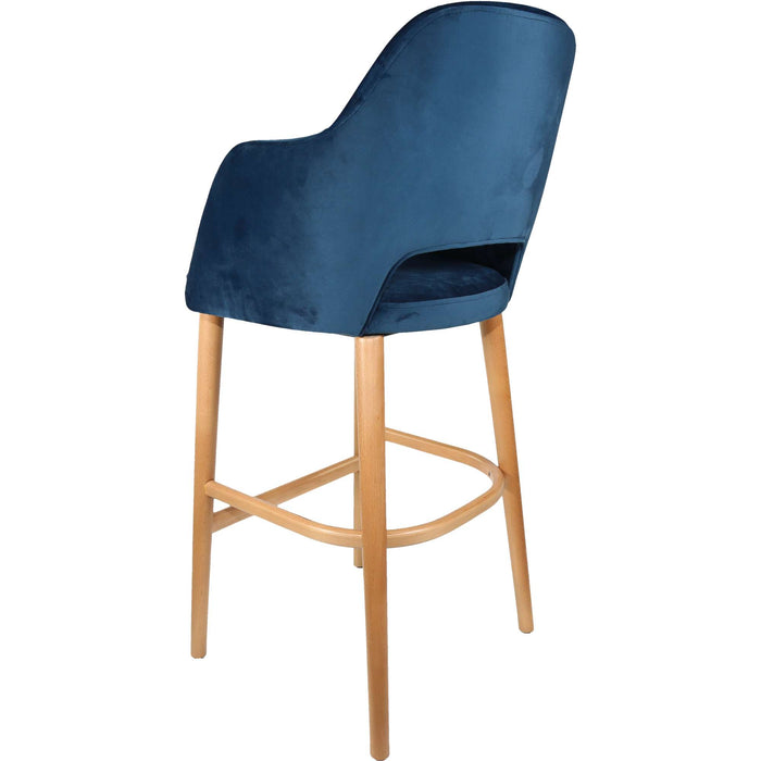 Durafurn Sorbet Stool - Trojan Oak Legs/Denim Velvet