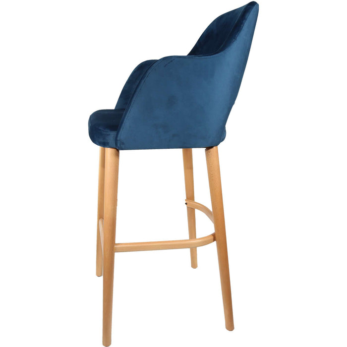 Durafurn Sorbet Stool - Trojan Oak Legs/Denim Velvet
