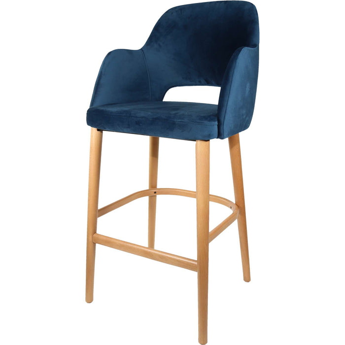 Durafurn Sorbet Stool - Trojan Oak Legs/Denim Velvet