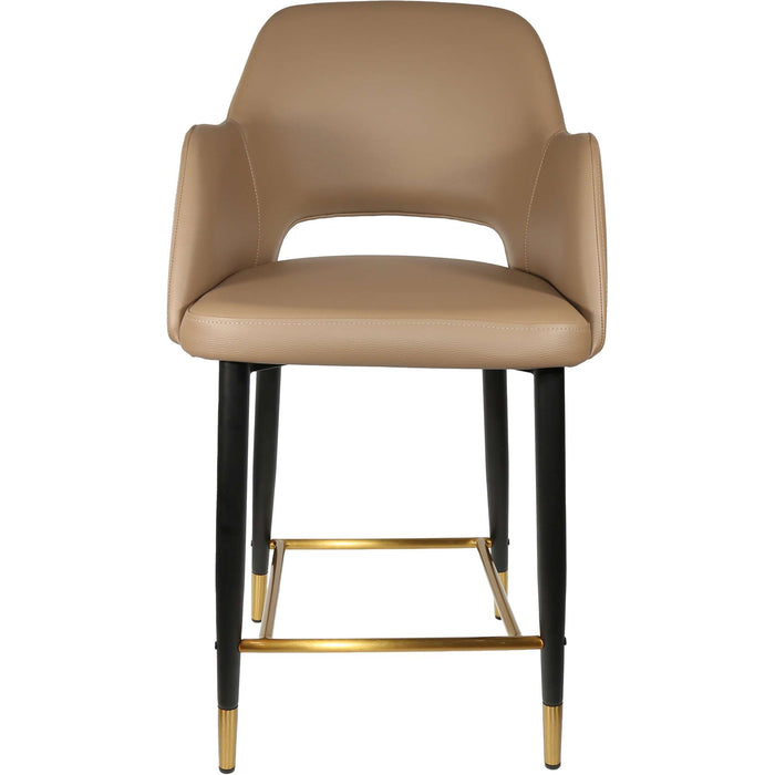 Durafurn Sorbet Counter Stool - Black Metal 650h Legs/Taupe Vinyl