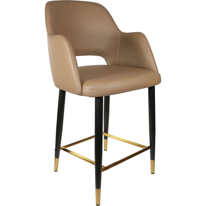Durafurn Sorbet Counter Stool - Black Metal 650h Legs/Taupe Vinyl