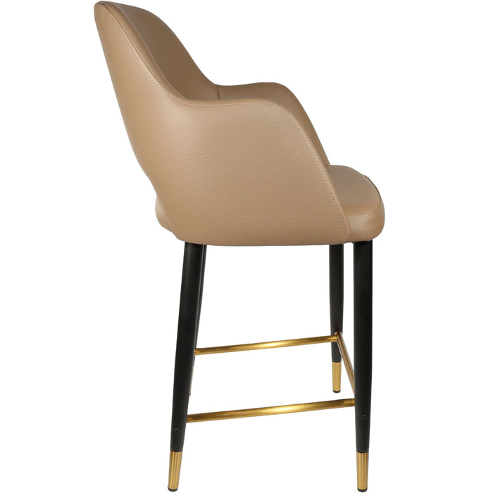 Durafurn Sorbet Counter Stool - Black Metal 650h Legs/Taupe Vinyl
