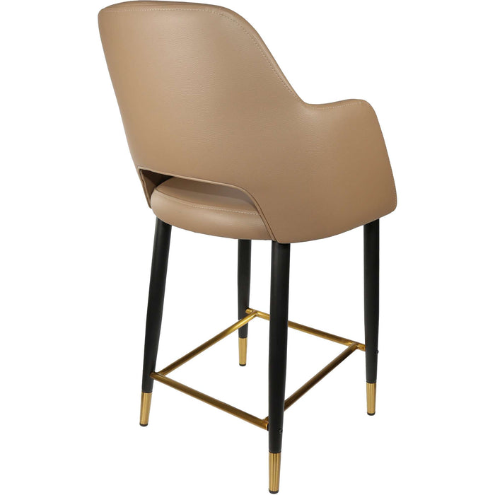 Durafurn Sorbet Counter Stool - Black Metal 650h Legs/Taupe Vinyl