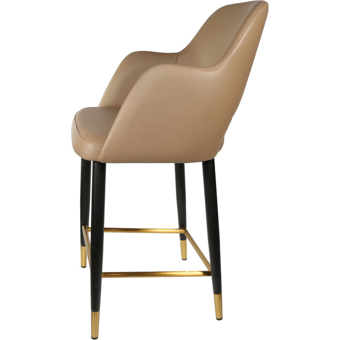 Durafurn Sorbet Counter Stool - Black Metal 650h Legs/Taupe Vinyl