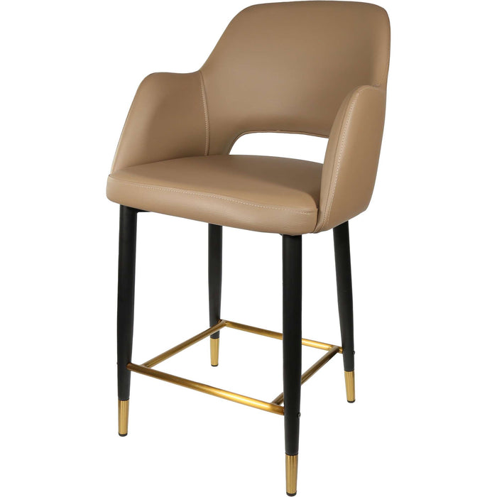 Durafurn Sorbet Counter Stool - Black Metal 650h Legs/Taupe Vinyl