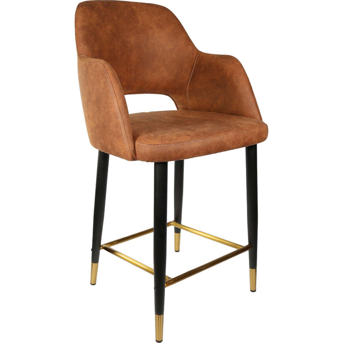 Durafurn Sorbet Counter Stool - Black Metal 650h Legs/Tan Fabric