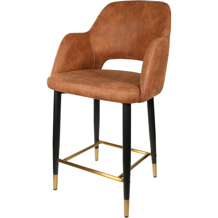 Durafurn Sorbet Counter Stool - Black Metal 650h Legs/Tan Fabric