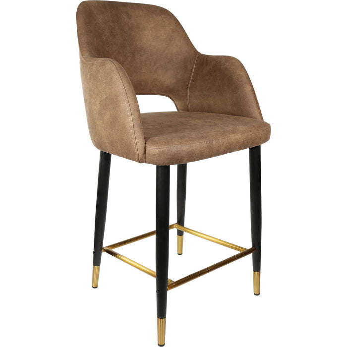Durafurn Sorbet Counter Stool - Black Metal 650h Legs/Mocha Fabric