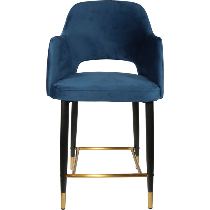 Durafurn Sorbet Counter Stool - Black Metal 650h Legs/Denim Velvet