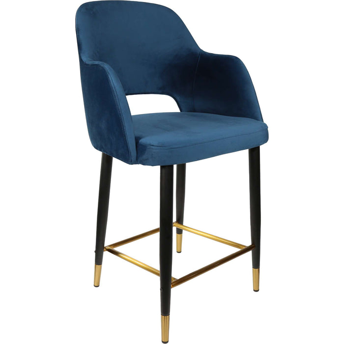 Durafurn Sorbet Counter Stool - Black Metal 650h Legs/Denim Velvet