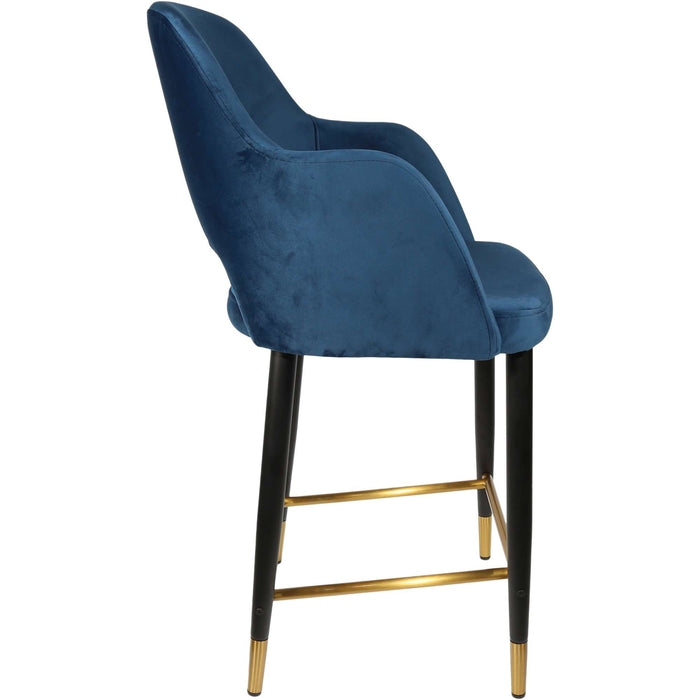 Durafurn Sorbet Counter Stool - Black Metal 650h Legs/Denim Velvet