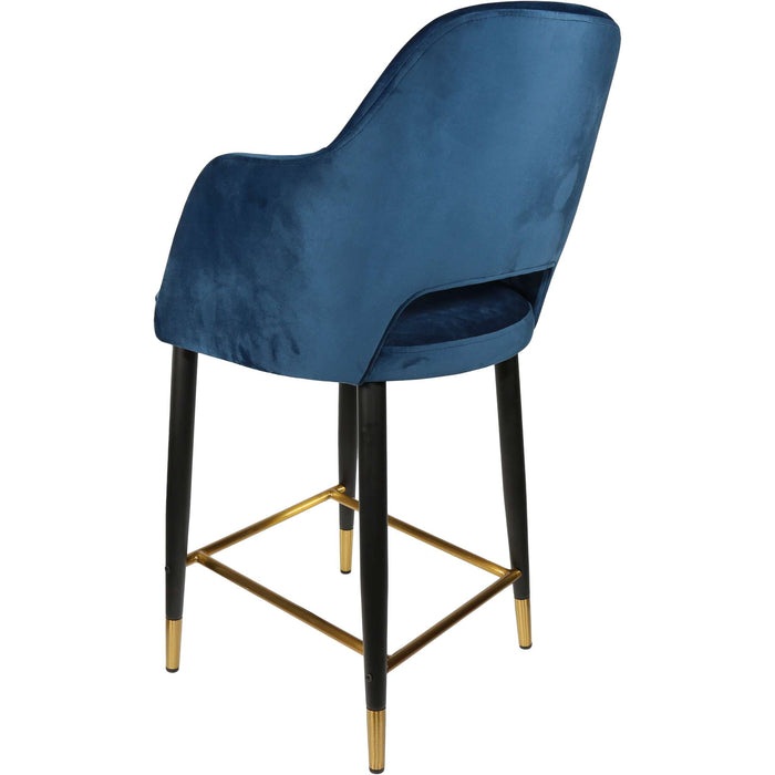 Durafurn Sorbet Counter Stool - Black Metal 650h Legs/Denim Velvet