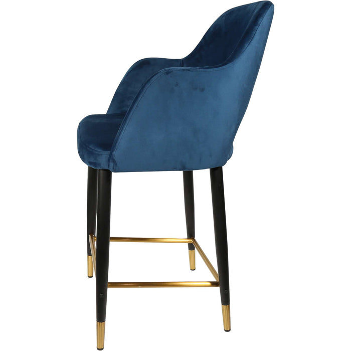 Durafurn Sorbet Counter Stool - Black Metal 650h Legs/Denim Velvet