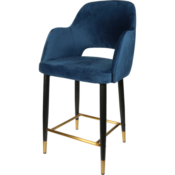Durafurn Sorbet Counter Stool - Black Metal 650h Legs/Denim Velvet