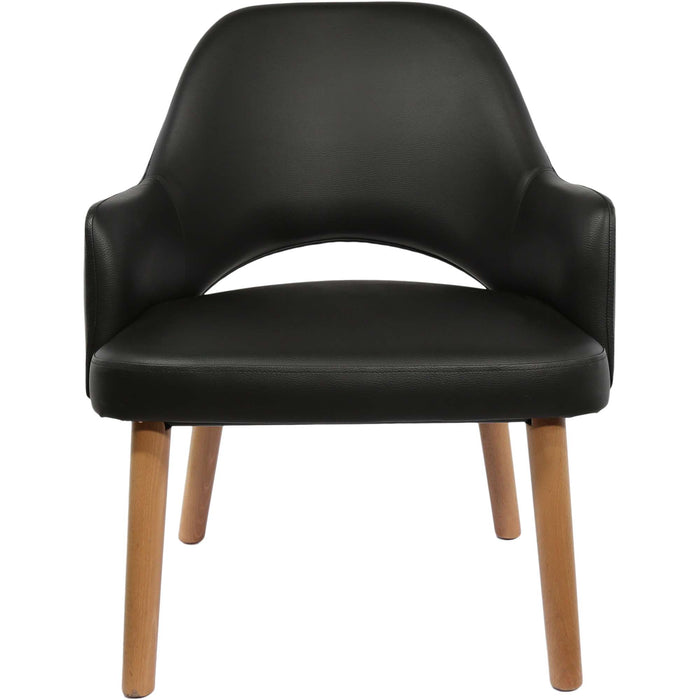 Durafurn BonBon Armchair - Trojan Oak Legs/Black Vinyl Shell