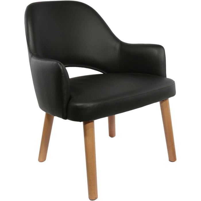 Durafurn BonBon Armchair - Trojan Oak Legs/Black Vinyl Shell