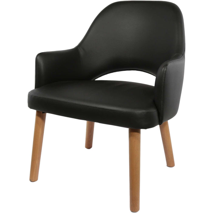 Durafurn BonBon Armchair - Trojan Oak Legs/Black Vinyl Shell